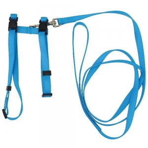 Prestige ADJUSTABLE CAT/PUPPY 3/8" HARNESS w/LEASH Turquoise - Click for more info